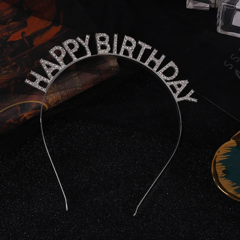 Hair Accessories Women Letter Headband Pearl Crystal Headband Happy Birthday Headband