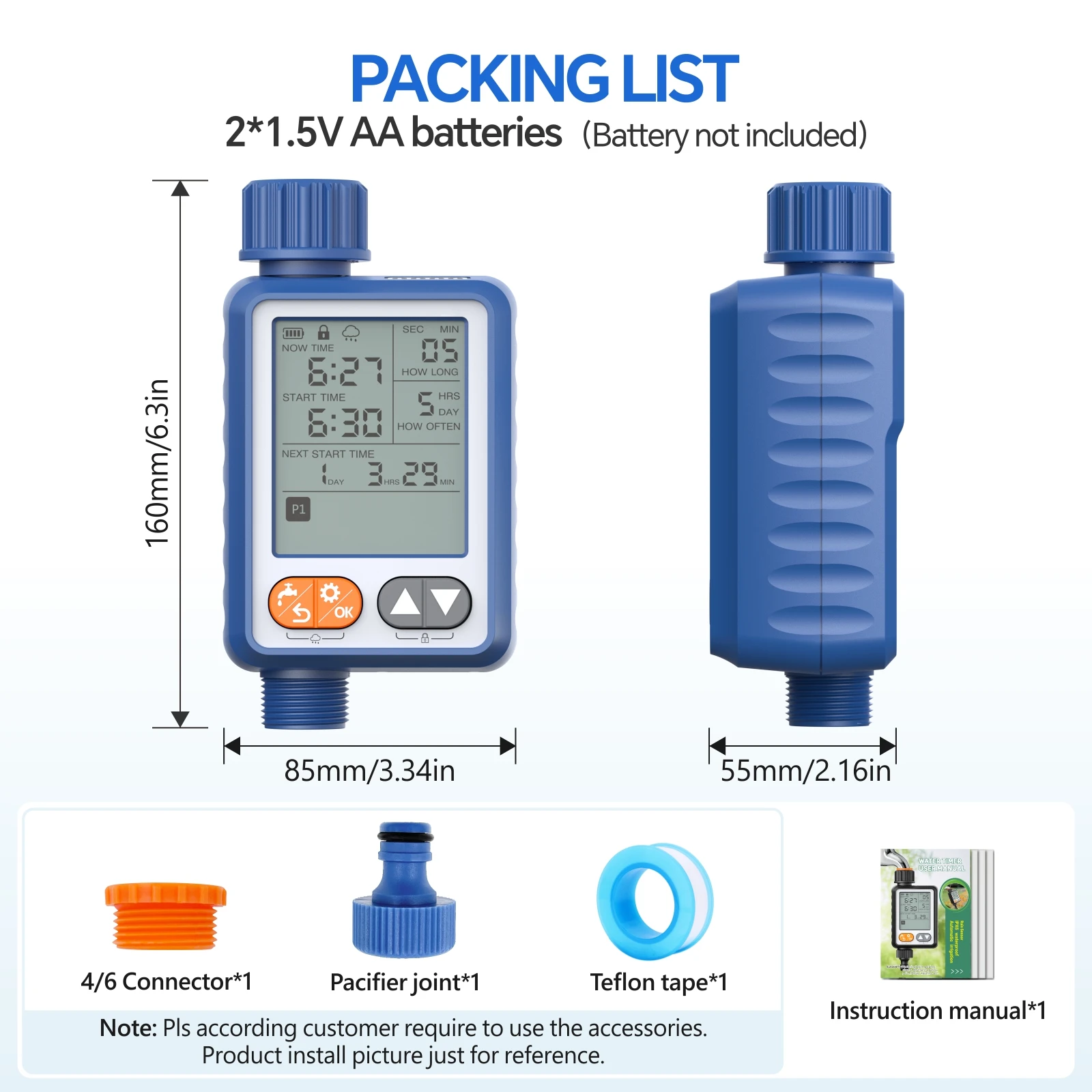 Sprinkler Timer Programmable Water Timer for Garden Hose with Rain Sensor Manual Automatic Hose Timer for Lawns Pool 1 Outlet