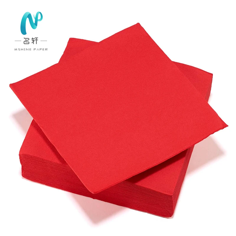MingXuan Custom Cocktail Paper Napkins beverage napkins for restaurant Red napkins with logo