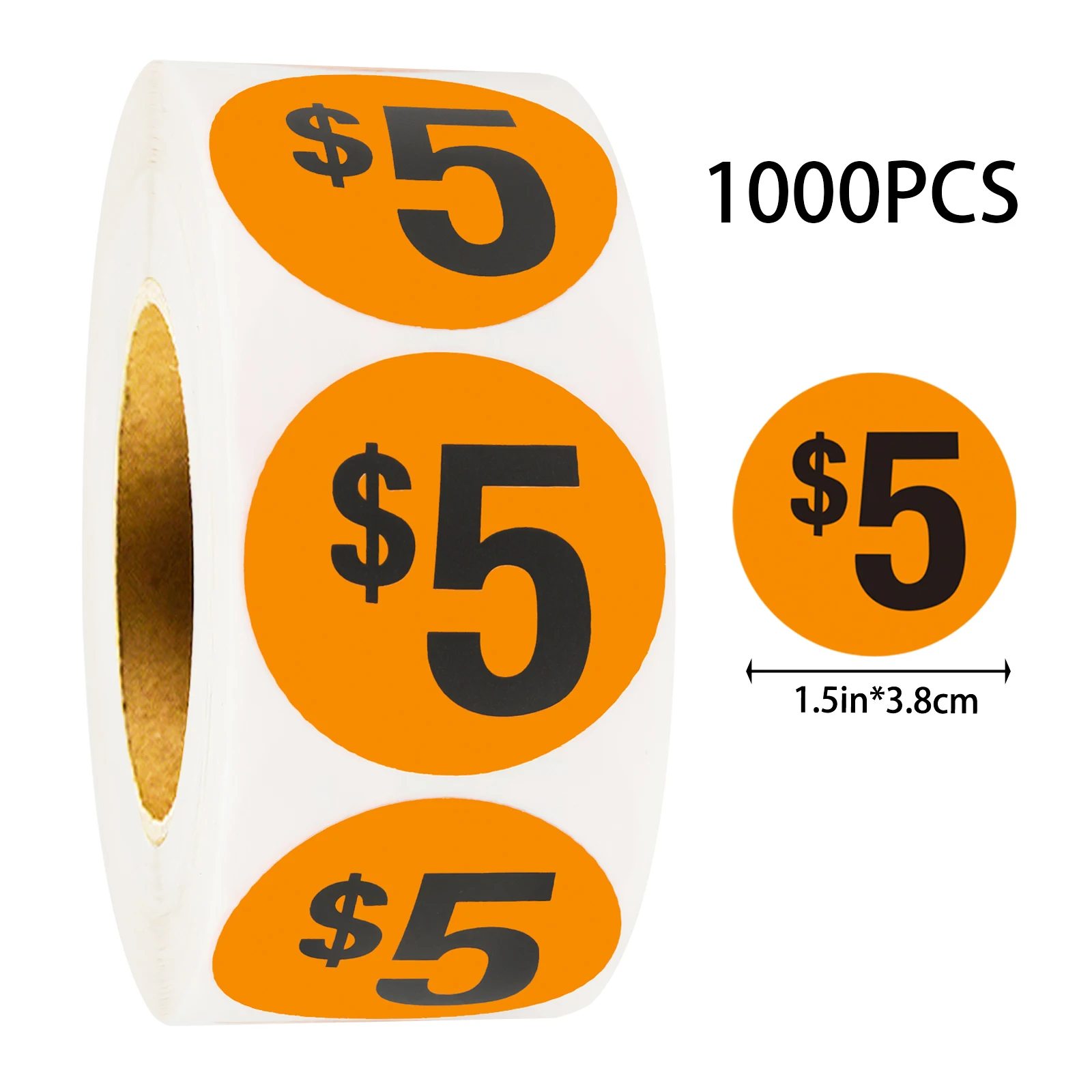 Bright Orange $ Price Stickers - Perfect for Personal Use, Convenience Stores, Supermarkets, and Retail Outlets
