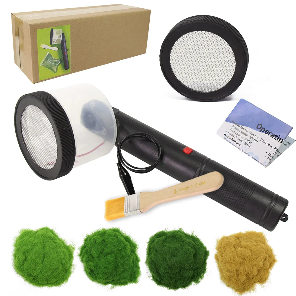 GJ07x 2 Sieves 120g 5mm Grass Powder Portable Static Grass Flocking Applicator Machine