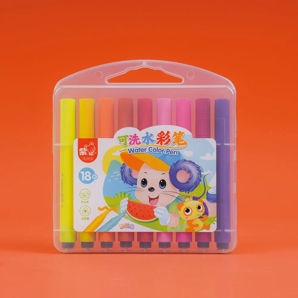 Washable Watercolor High Quality DIY Coloring Paint 12 18 24 Colors Water-based Ink Watercolor Pen Marker Set For Children