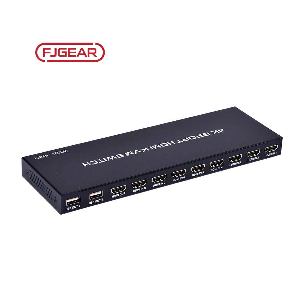 HK801 Fjgear Hot Selling Manual Selector 8 In 1 Out 3840*2160@30Hz Switch Kvm Hdmi Switch 8 Port