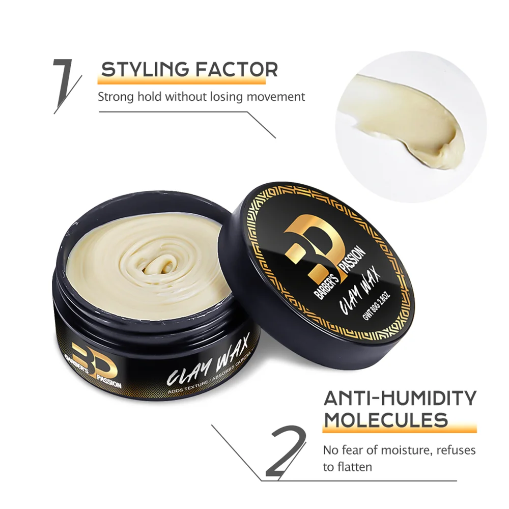 18 years factory private label professional mens organic matte hair styling clay wax easy to apply