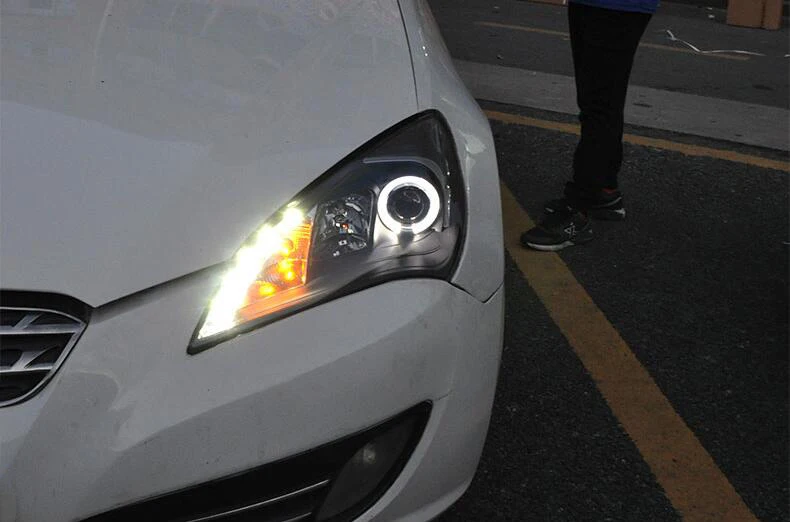 AKD Car Styling Head Lamp for Hyundai Rohens Coupe Headlights 2009-2012 Angel Eye Headlight LED DRL Signal Hid Auto Accessories