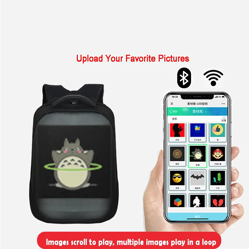  Оптом Wifi Diy ноутбук Smart Walk реклама школьная сумка экран программируемый Mochila светодиодная подсветка