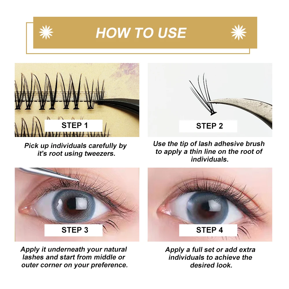 DIY Eyelash Heat Bonded bundles Faux Mink Cluster Lashes C D Curl Individual Lashes Cluster Flare Eyelashes Extensions