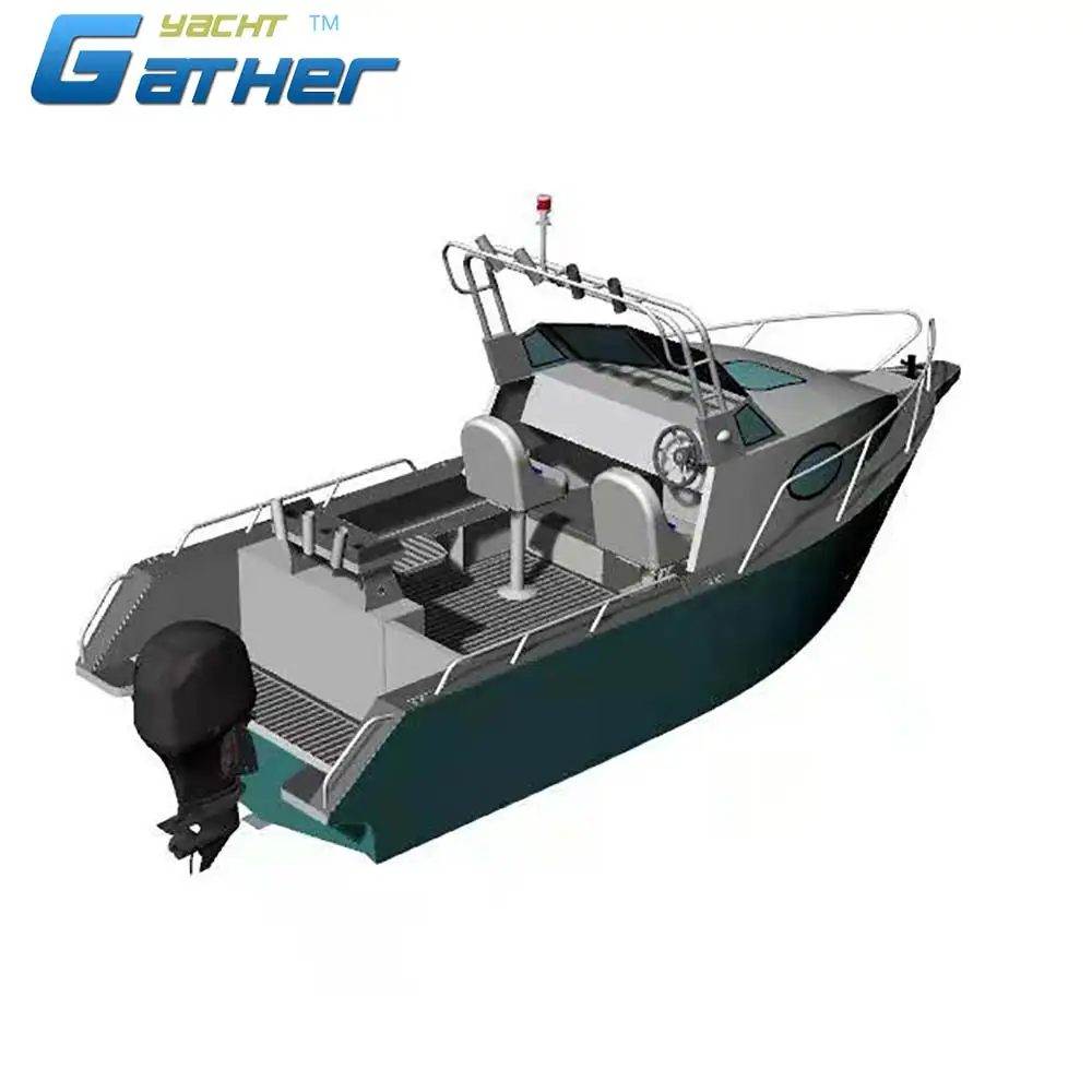 Gather Yacht New 19ft Hot Selling High Quality All Welded Aluminum Boat Fishing Boat With Hardtop Cabin And Windshield For Sale