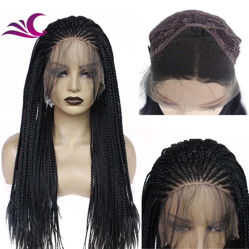 Celebrity Wholesale Box Braid Wig 13x4 Lace Front Wig Glueless African Heat Resistant Synthetic Braid Wigs for Black women