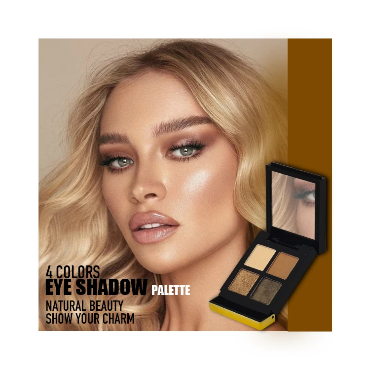 Hotsale 4-Color Square Flash Eyeshadow Tray Custom Private Label Makeup Shimmer Cosmetics for All Skin Tone Powder Eye Makeup