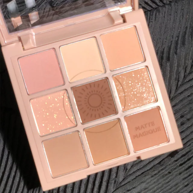 acrylic transparent 9 color sun eye shadow matte pearlescent earth color moon eye shadow disk 9 square color makeup
