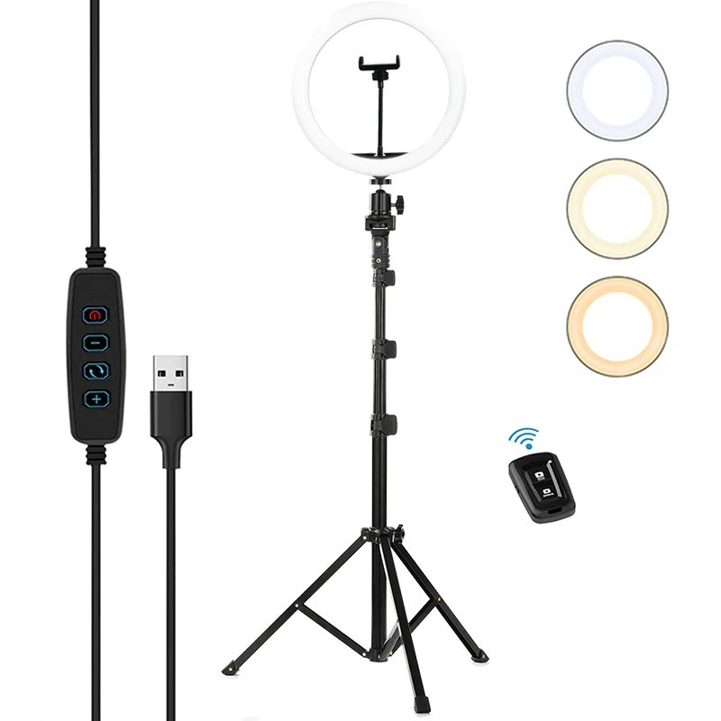 
Professional 12' Selfie Fill Ring Light Photography Ring Lamp Makeup For Live Stream/ Tik Tok/ Youtube/ Video With Camera Trip 