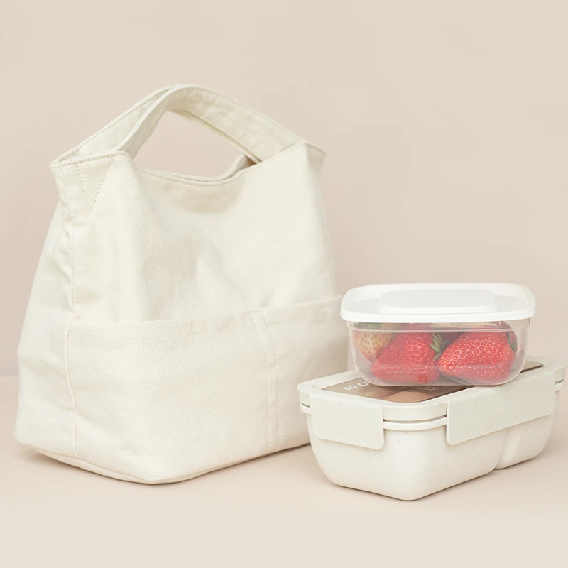 Hot Selling Popular Canvas Fabric Lunch Bag Insulated Soft Lunch Cooler Bag