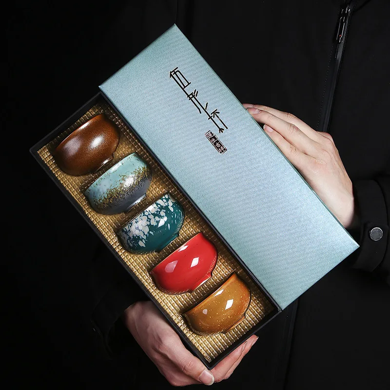 Japanese Style Promotional Gift Rustic Style Tea Cups Hot Sells Customized Tea Cups Ceramic Portable Tea cup with gift box