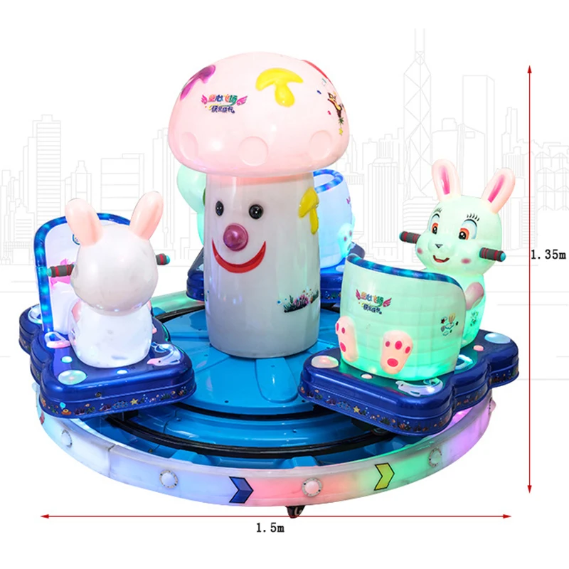 Indoor Children Electric Plastic Mini Castle Track Train Coin Operated Kiddy Horse Luxury Carousel Ride