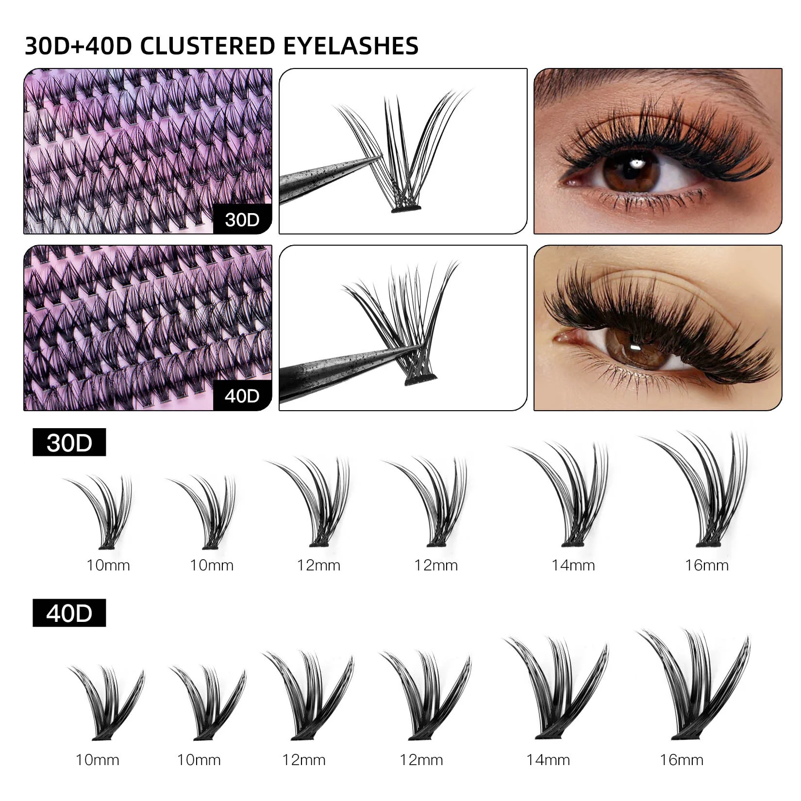 High Quality DIY Segment Lashes Extension Kit Bond and Seal Private Label Cluster Lashes