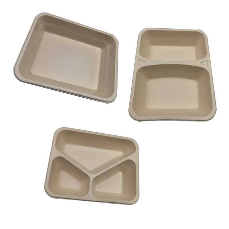 Biodegradable Compostable Sugarcane Bagasse Take Out Tray 1/2/3 Compartment Sealable Disposable Ready Meal Tray
