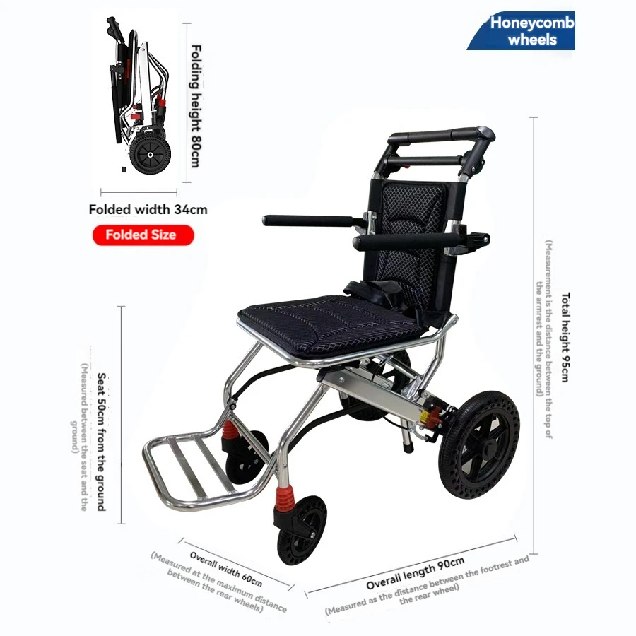 High Quality Foldable Wheelchair Flip-Up Armrest Portable Small Wheelchair Aluminum Alloy Wheelchair