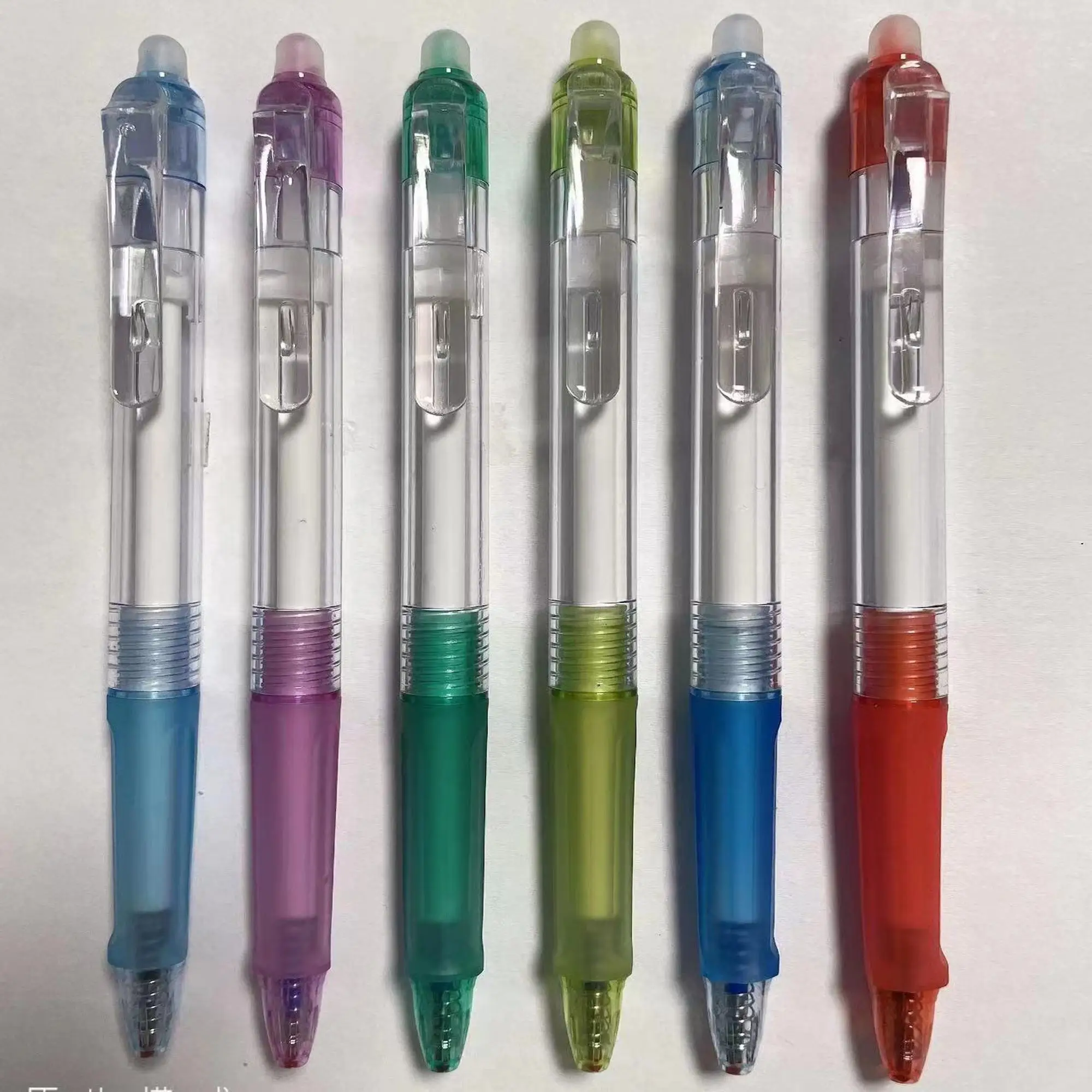 wholesale printing  eraser gel pen embossing grip cute pen with eraser on the top