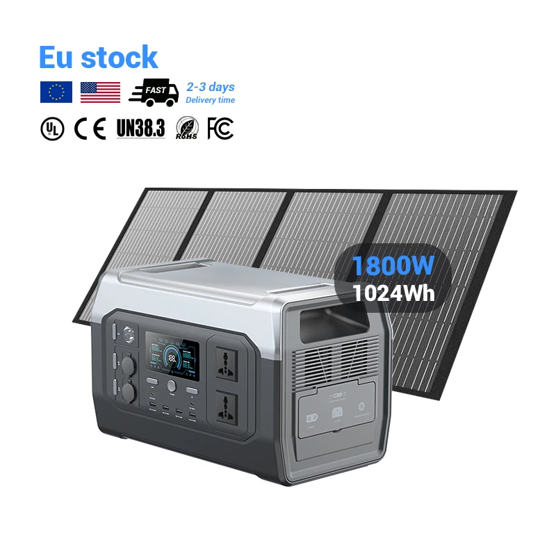 1800W 1024Wh Outdoor Camping UPS Backup Power 5a Energy Storage Portable Power Station Solar Panel Portable Power Station