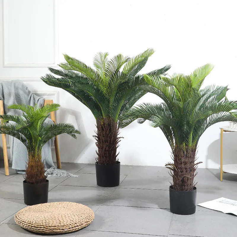 Simulated Plant Cycad Potted Indoor Landscaping Decoration Green Plant Bonsai Simulated Artificial Red Edge Iron Tree