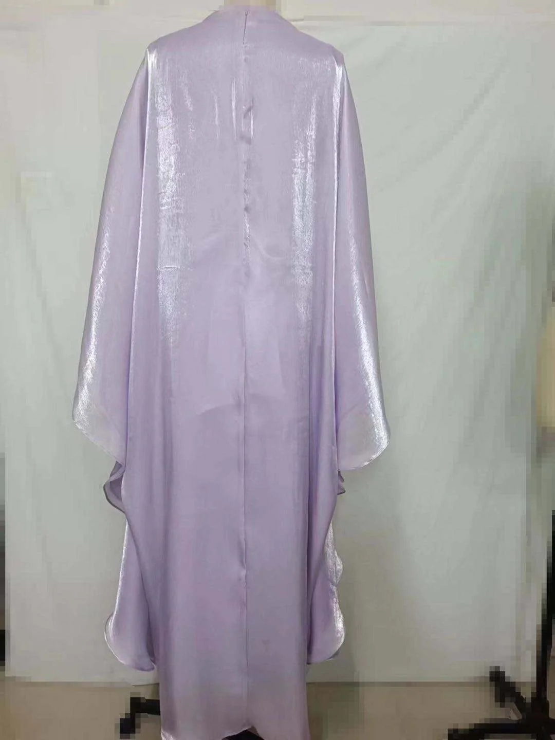 Sheen Kaftan Dress In Lilac With Stain Under Layer,  Chiffon Organza ,  Long Sleeves,  Oversized Loose Cut