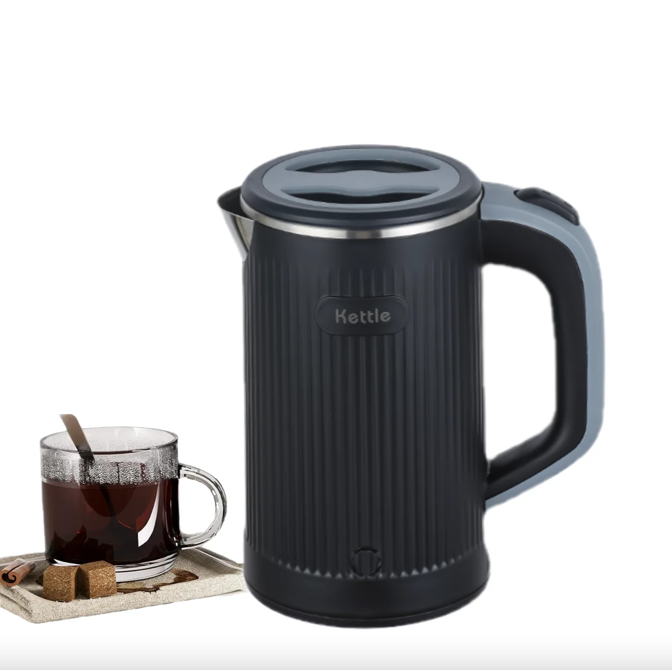 300W Black Electric Kettle 27 Oz Coffee and Tea Pot with Automatic Closing and Drying Protection 0.8 Liters Size