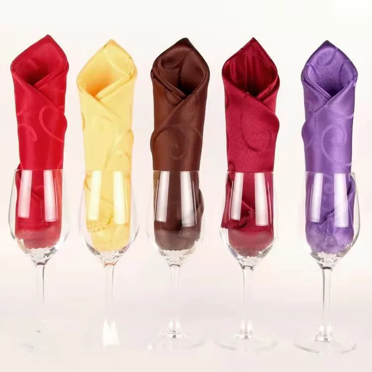 Polyester hotel napkins cloth for wedding party dinner table napkin cloth wholesale jacquard white black gold