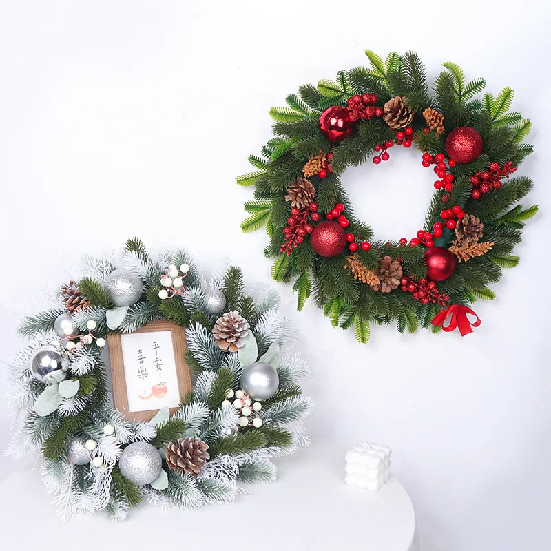 Y243 Christmas Decoration Wreath Window Home Decoration Pine Needles Pine Cones Christmas Decorations Simulation Wreath