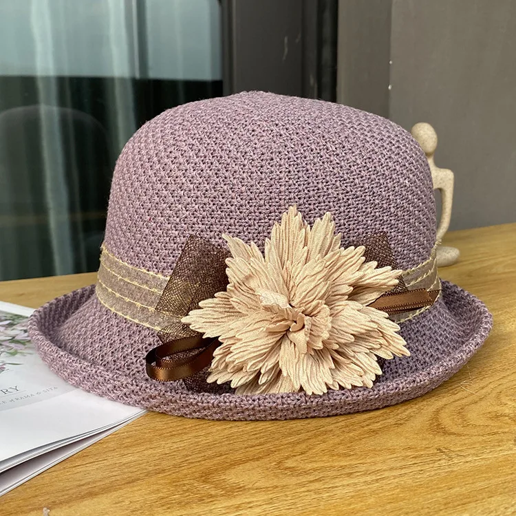 Spring And Summer New Ladies Casual Fashion Sun Hat Outdoor Knitted Rolled Edge Sun Hat