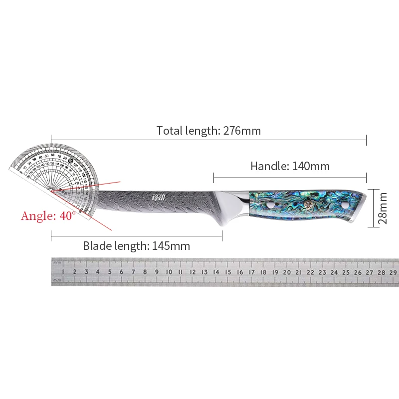 FINDKING Gorgeous Series 6 Inch Steak Knife Abalone Shell Handle 67 Layers Damascus Steel Kitchen Boning Knife with Gift Box