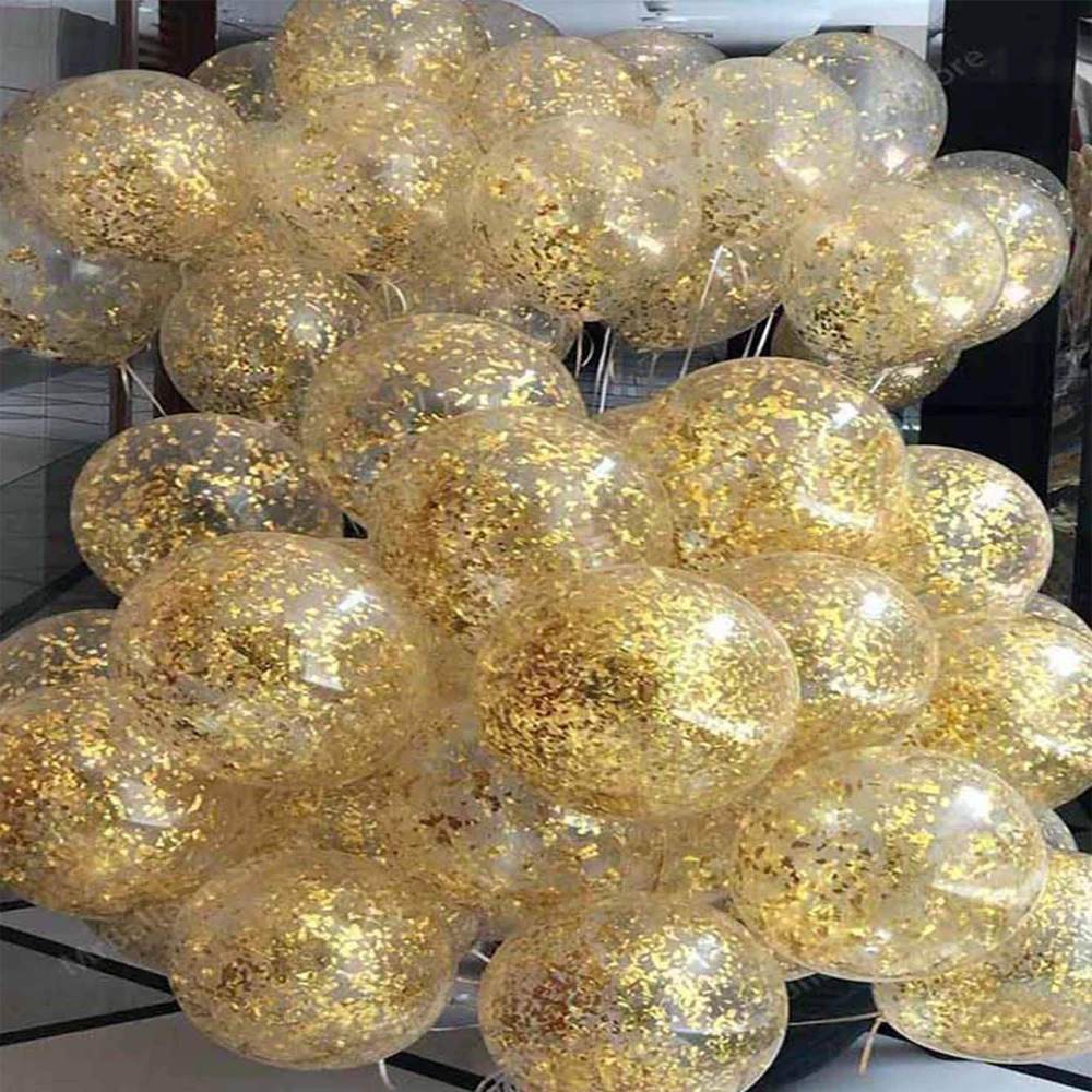 Оптовая продажа 10 дюймов Мини конфетти шар Чистый латексный шар для вечерние золотые украшения
