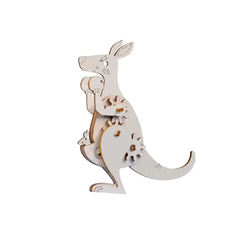 Laser Cut Animal Shaped 3D Wooden Puzzles for Kids Diy Assemble Crafts mechanical gears animal model kit Educational Toys