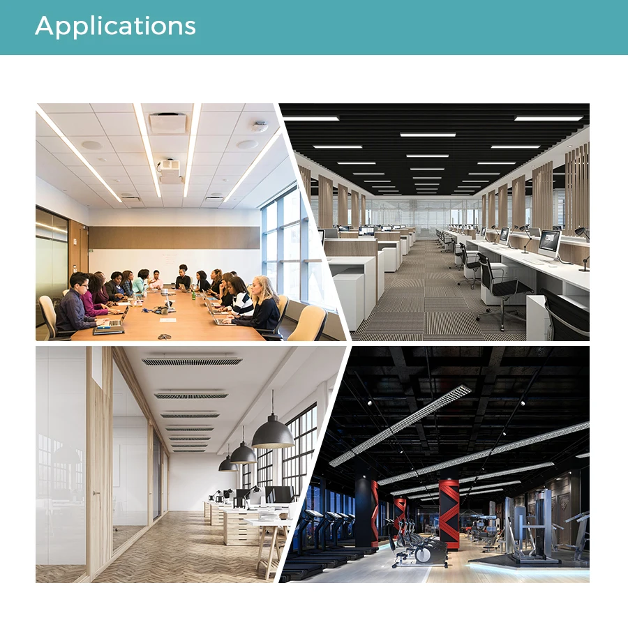 Modern LED Chandelier Pendant Office Light Fixture UGR13 CCT Selectable LED Linear Ceiling Panel Light