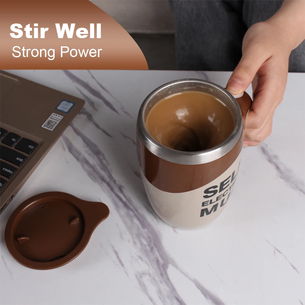 Wholesale OEM stainless steel bateri electric mixing coffee cup automatic magnetic self auto stirring mug