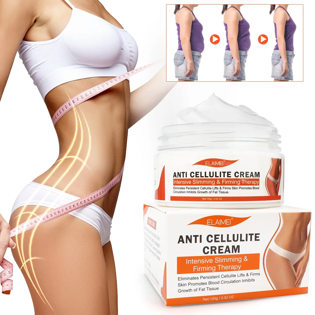 Custom Logo Body Weight Loss Arm Slimming Cream Gel Stretch Mark Burns Fat Anti Cellulite Cream for Tummy Waist Thigh Hips