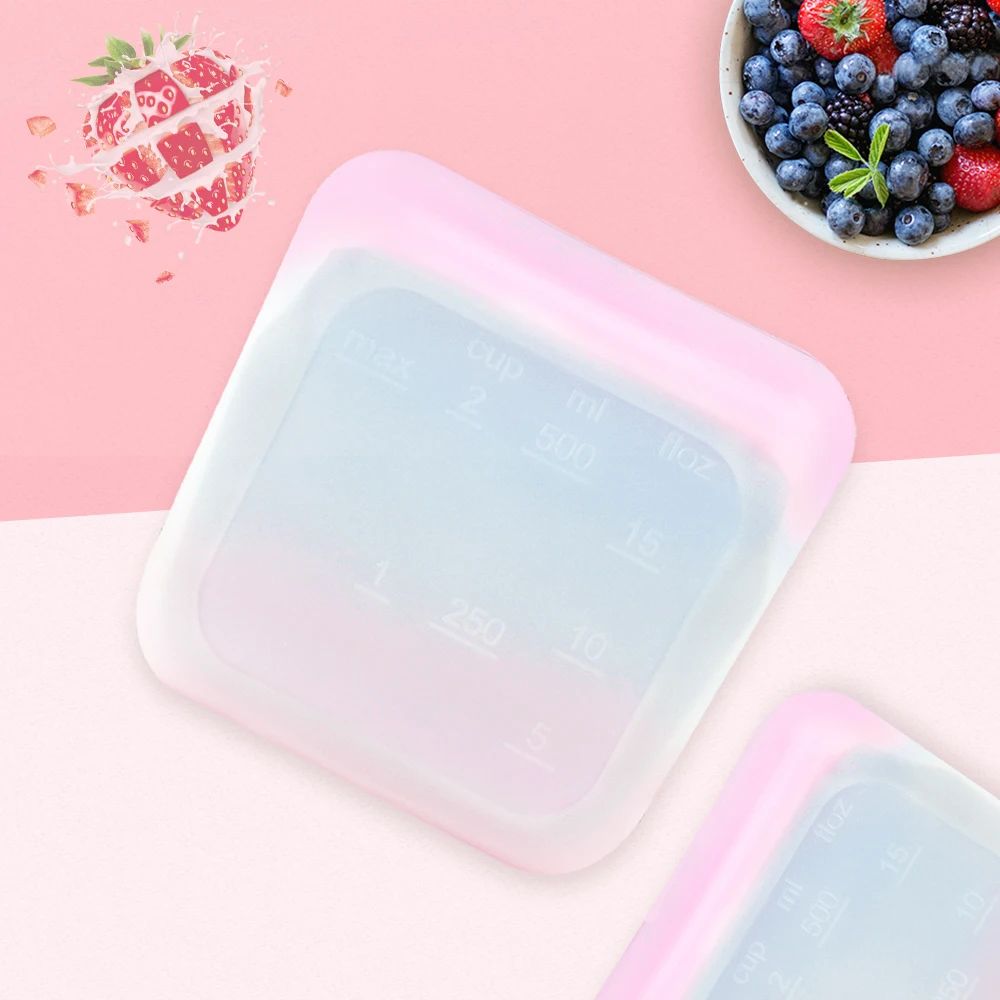 Dishwasher And Microwave Safe Airtight Easy Seal Leakproof Food Grade Reusable Healthy Silicone Food Storage Bag