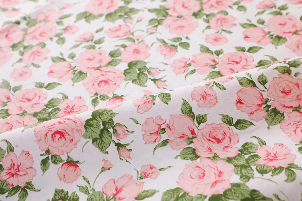 Wholesale Soft Hand Feel 100% Printed Cotton with Rose Flowers Prints