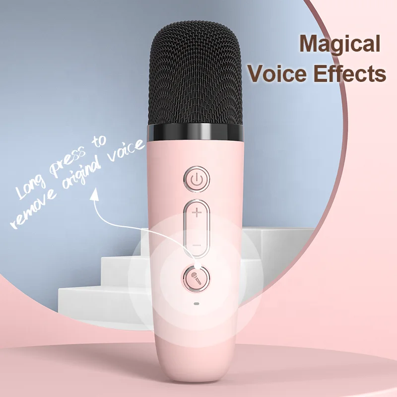 2023 New Mini Karaoke Machine with 2 Wireless Microphones Portable Speaker for Adults Kids Singing Support USB-C AUX TF
