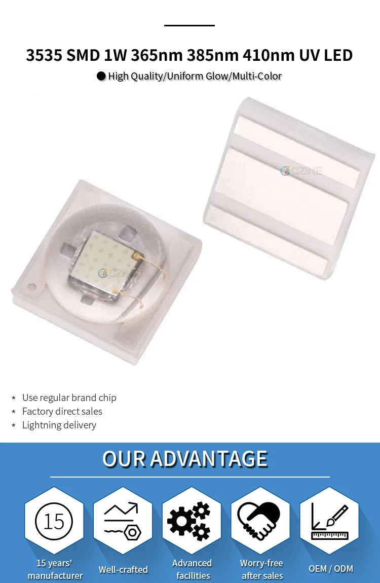 Czinelight 3535 SMD 1W 365nm 385nm 410nm UV LED