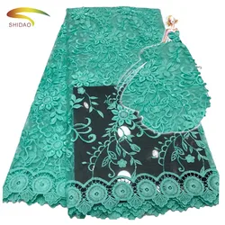new arrival French lace high quality fiber embroidery decoration sequins lace fabrics for African fashion dress
