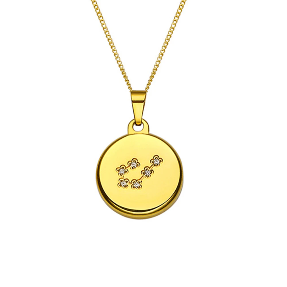12 Constellation Sign Pendant Horoscope Layered Zodiac Diamond Silver Gold Zodiac Astrology Card Necklace