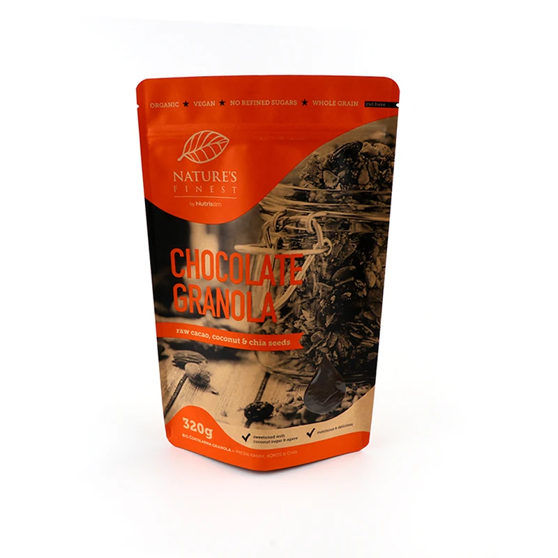 Custom Logo Printed 2 lB Stand Up Brown Kraft Paper Ziplock Pouch For Goji Berry Packaging