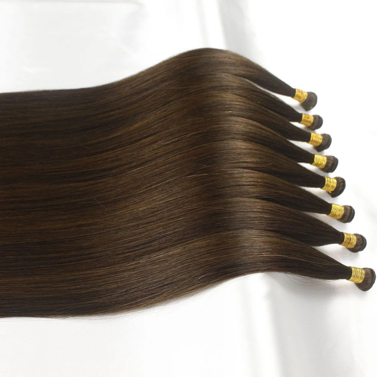 Cuticle Aligned 100% Virgin Russian Human Hair Invisible Hand Tied Weft Natural Color Genius Weft Hair Extensions