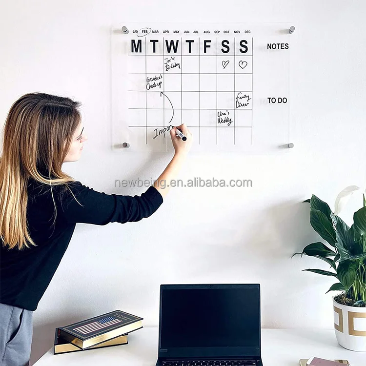 Custom Acrylic Family Weekly Planner Personalized Monthly Calendar Dry Erase Board For Wall