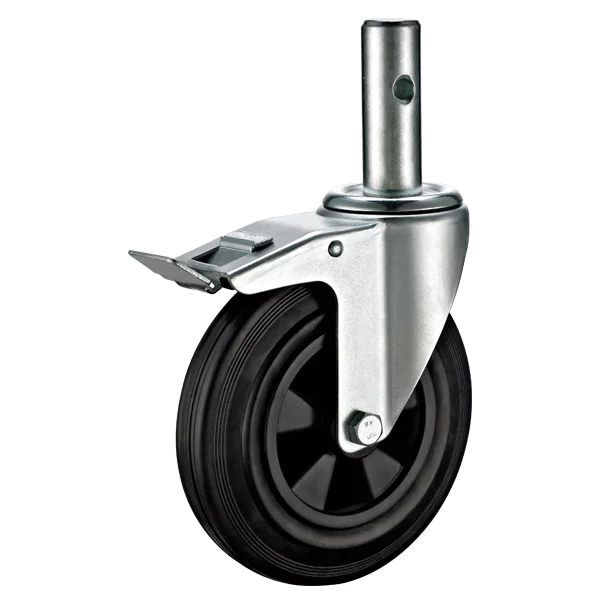 European Industrial Swivel Top Plate Castor with Black Rubber Wheel Plastic Core