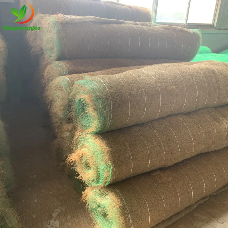 300g 350g 200g Pre-seeded erosion control coir matting for steep slope protection ,river bank erosion control