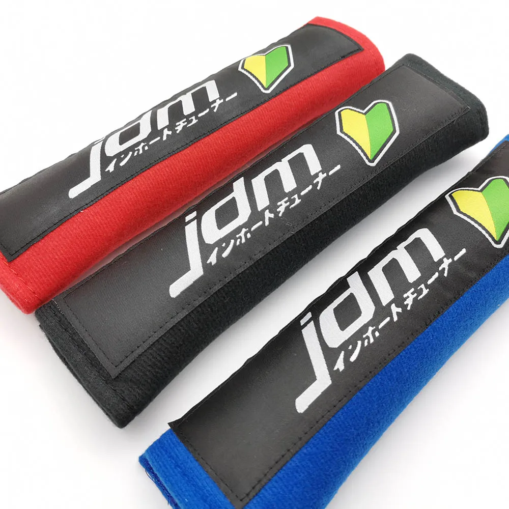 2pcs seat belt shoulder pads FOR JDM novice marker Emblem Anti-strain Car culture modification wholesale Universal accessories