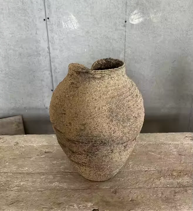 Modern style Wabi-sabi pottery Special tank mouth design minimalist luxury hand made unique ceramic vases