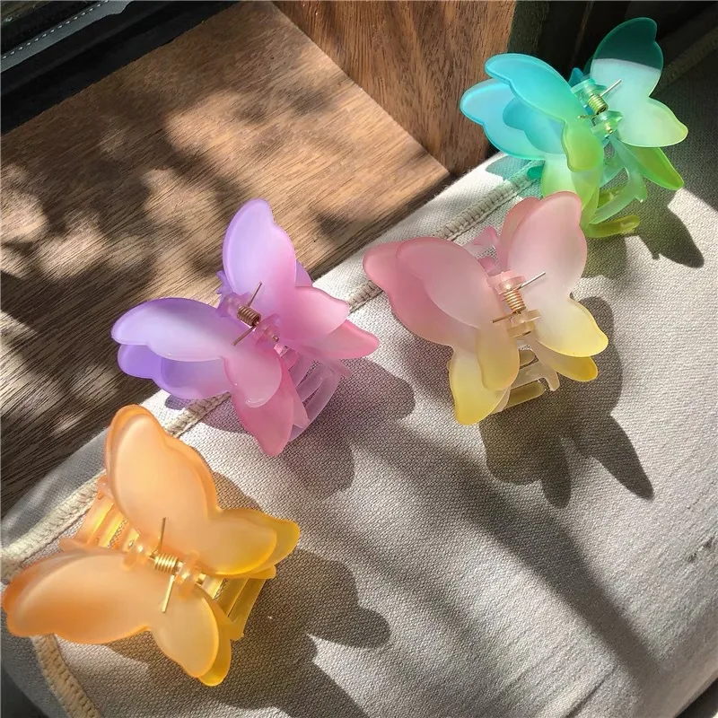 Wholesale new fashion acrylic hair claw clip fluorescent candy color women big hair clips for thick hair girls accessories